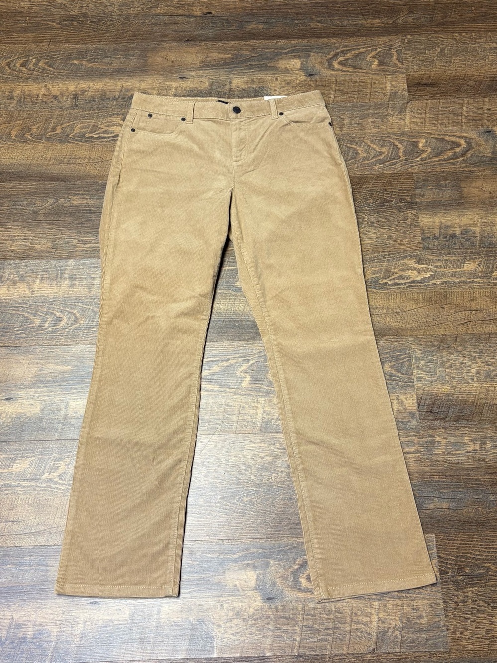 NEW Talbots Heritage Tan Corduroy Pants Womens 10P Petites Straight Leg Stretch